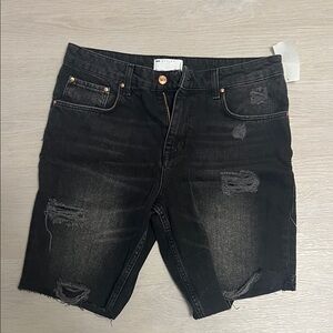 ASOS Black Distressed Jean Shorts